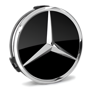 Mercedes Centre Wheel Hub Cap 75mm - Single Chrome - Black